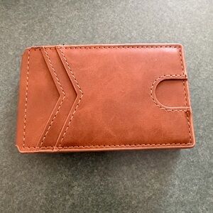 Slim Leather Card Wallet - Brown